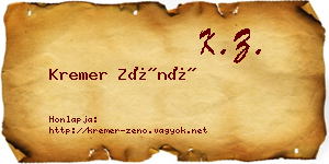 Kremer Zénó névjegykártya